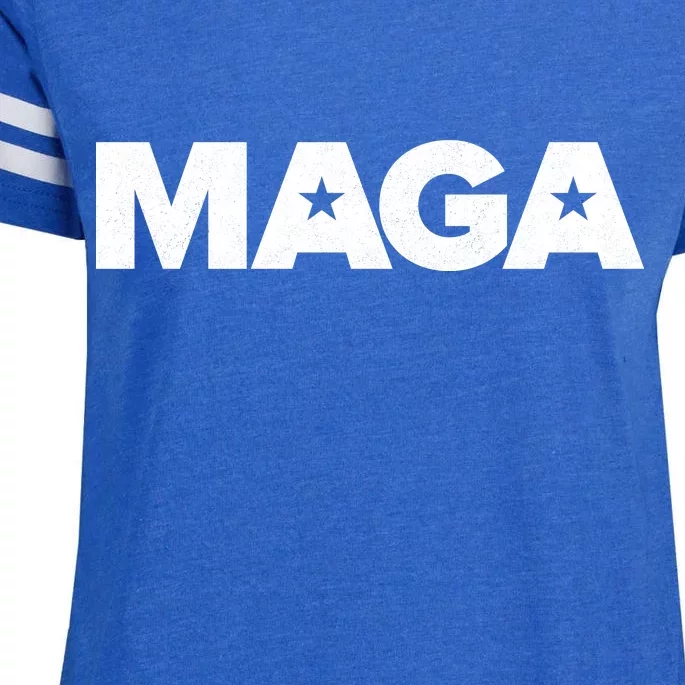 MAGA Distressed Logo Make America Great Again Enza Ladies Jersey Football T-Shirt