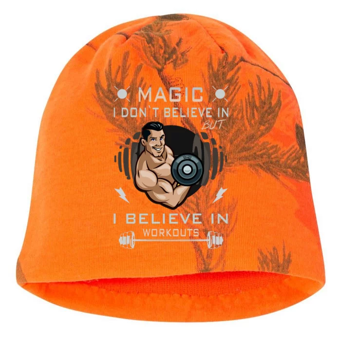 Magic I Don't Believe In But I Believe In Workouts Funny Gym Kati - Camo Knit Beanie