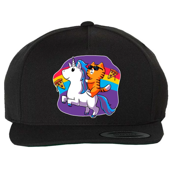 Magical Adventure Pizza Cat Unicorn Wool Snapback Cap