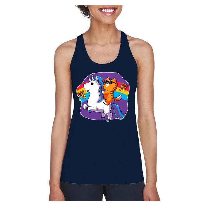 Magical Adventure Pizza Cat Unicorn Women's Racerback Tank