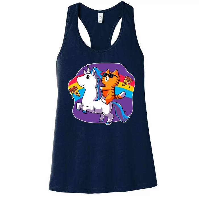 Magical Adventure Pizza Cat Unicorn Women's Racerback Tank