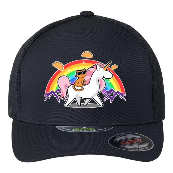 Magical Adventure Tacos Cat Unicorn Rainbow Flexfit Unipanel Trucker Cap