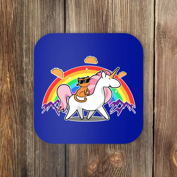 Magical Adventure Tacos Cat Unicorn Rainbow Coaster