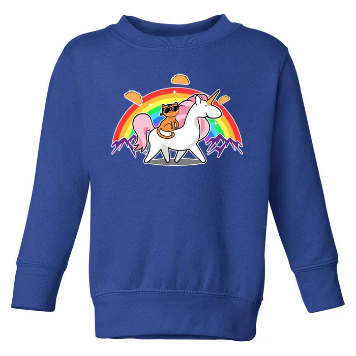 Magical Adventure Tacos Cat Unicorn Rainbow Toddler Sweatshirt