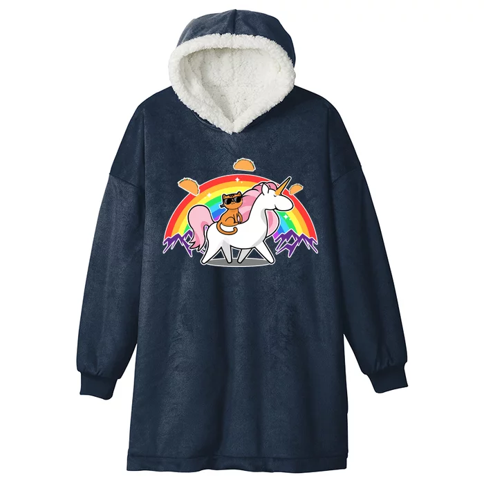 Magical Adventure Tacos Cat Unicorn Rainbow Hooded Wearable Blanket