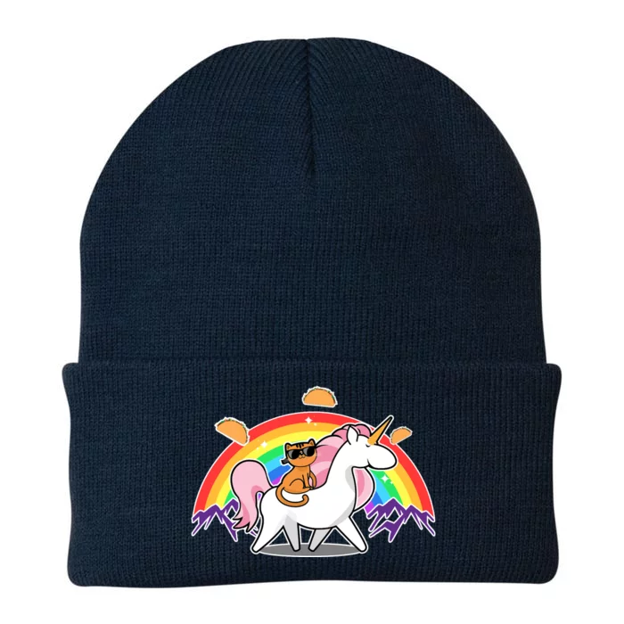 Magical Adventure Tacos Cat Unicorn Rainbow Knit Cap Winter Beanie