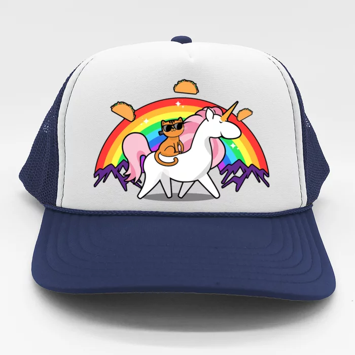 Magical Adventure Tacos Cat Unicorn Rainbow Trucker Hat