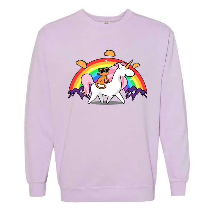 Magical Adventure Tacos Cat Unicorn Rainbow Garment-Dyed Sweatshirt