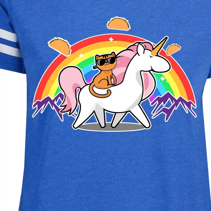 Magical Adventure Tacos Cat Unicorn Rainbow Enza Ladies Jersey Football T-Shirt