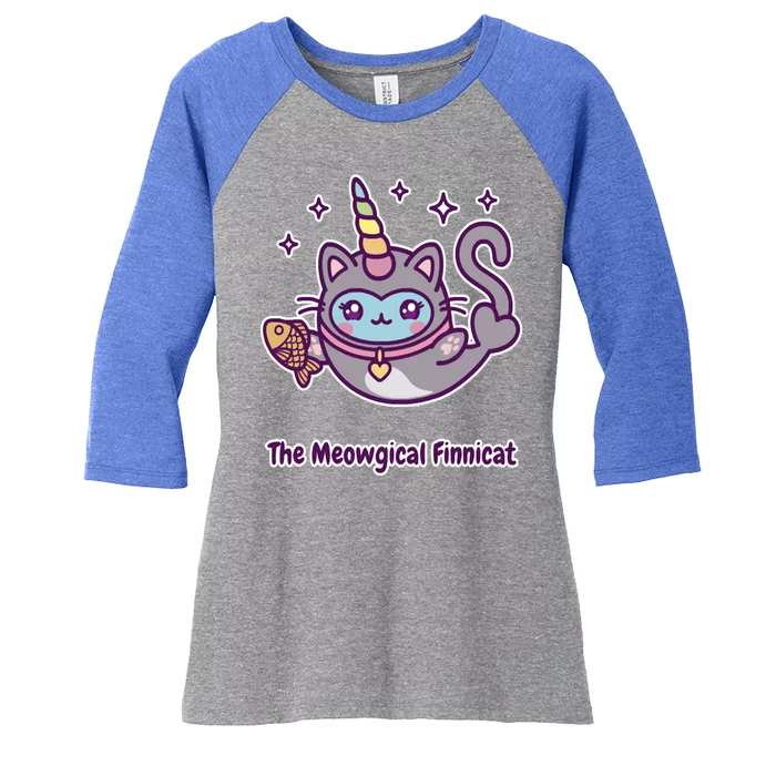 Magical Finnimals Finnicat Unicorn Women's Tri-Blend 3/4-Sleeve Raglan Shirt