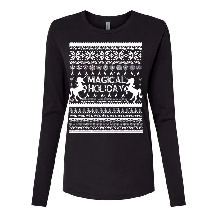 Magical Holiday Unicorn Ugly Christmas Sweater Womens Cotton Relaxed Long Sleeve T-Shirt