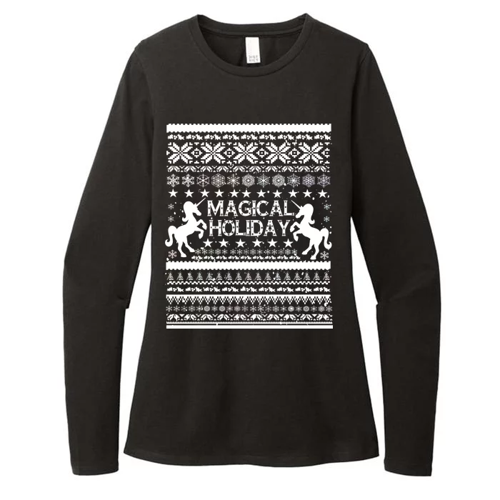 Magical Holiday Unicorn Ugly Christmas Sweater Womens CVC Long Sleeve Shirt