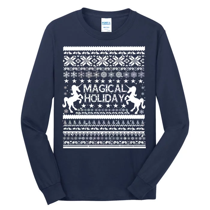 Magical Holiday Unicorn Ugly Christmas Sweater Tall Long Sleeve T-Shirt