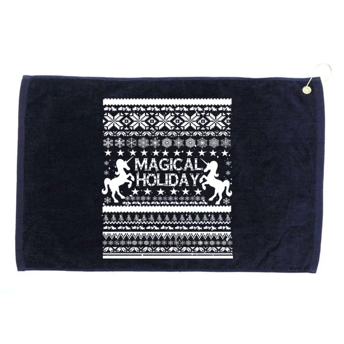 Magical Holiday Unicorn Ugly Christmas Sweater Grommeted Golf Towel