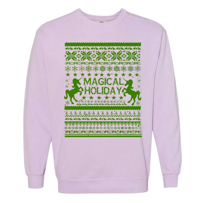 Magical Holiday Unicorn Ugly Christmas Sweater Garment-Dyed Sweatshirt