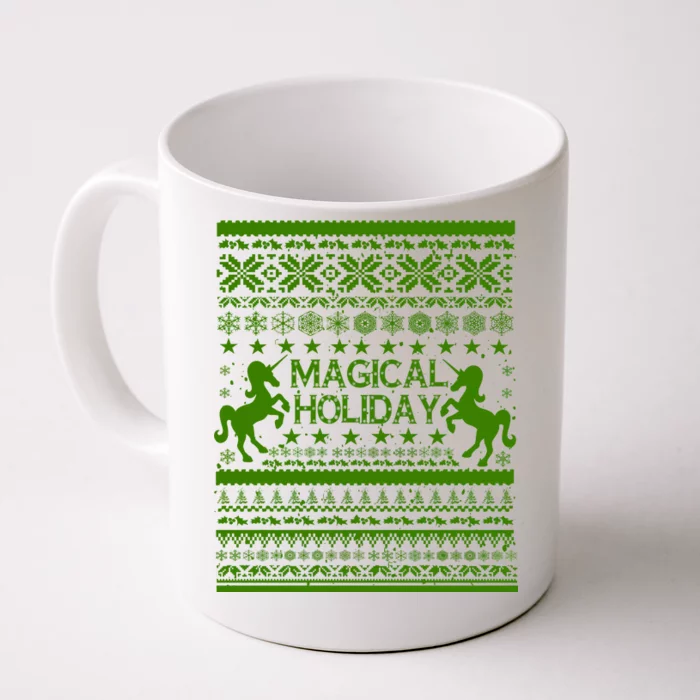 Magical Holiday Unicorn Ugly Christmas Sweater Front & Back Coffee Mug