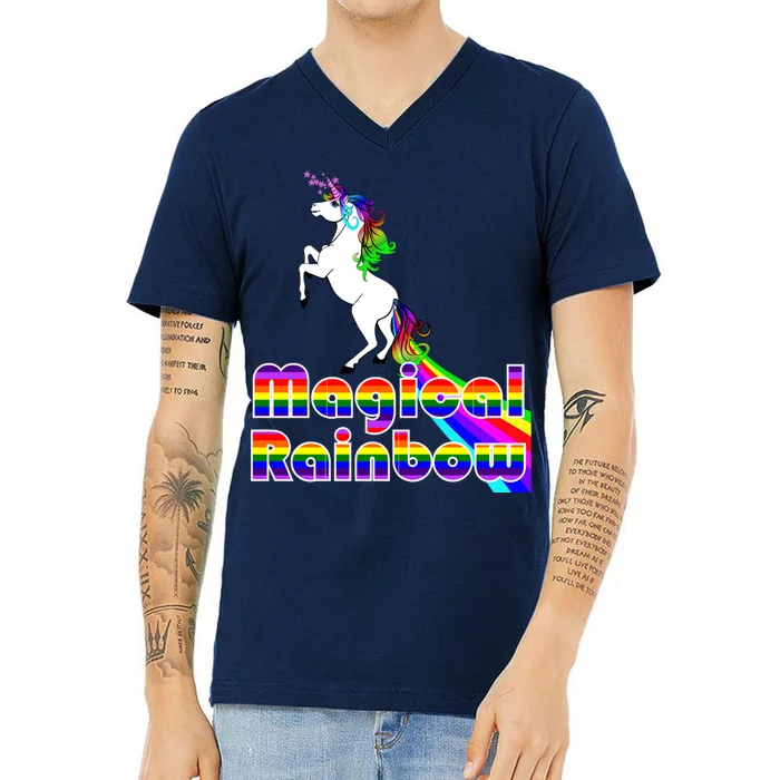 Magical Rainbow Unicorn V-Neck T-Shirt