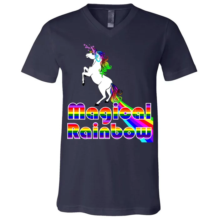 Magical Rainbow Unicorn V-Neck T-Shirt