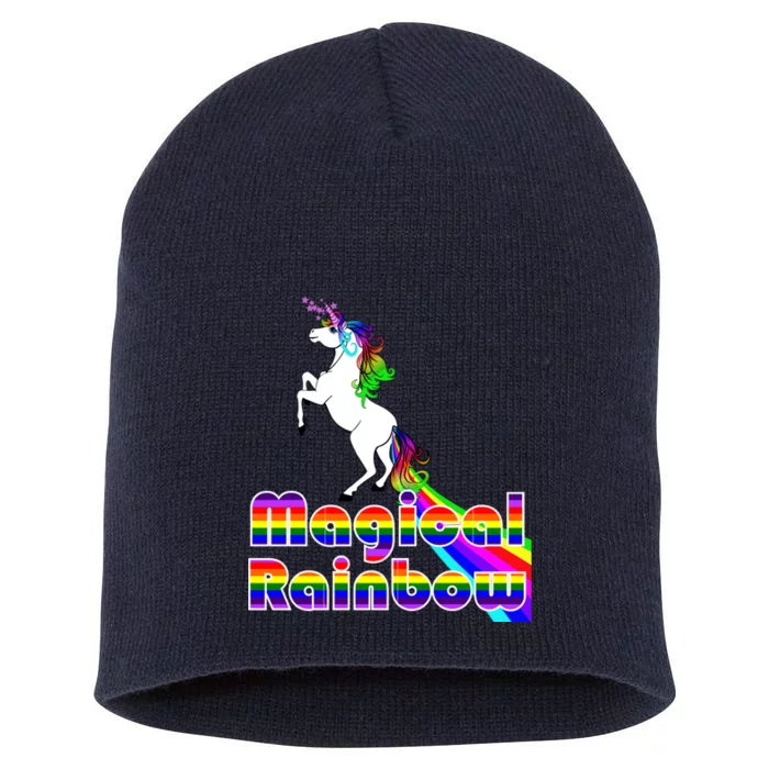 Magical Rainbow Unicorn Short Acrylic Beanie