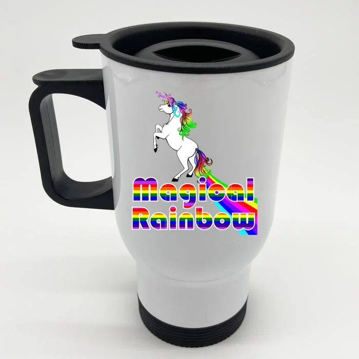 Magical Rainbow Unicorn Front & Back Stainless Steel Travel Mug