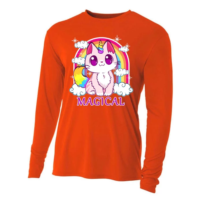 Magical Rainbow Unicorn Kitty Cooling Performance Long Sleeve Crew