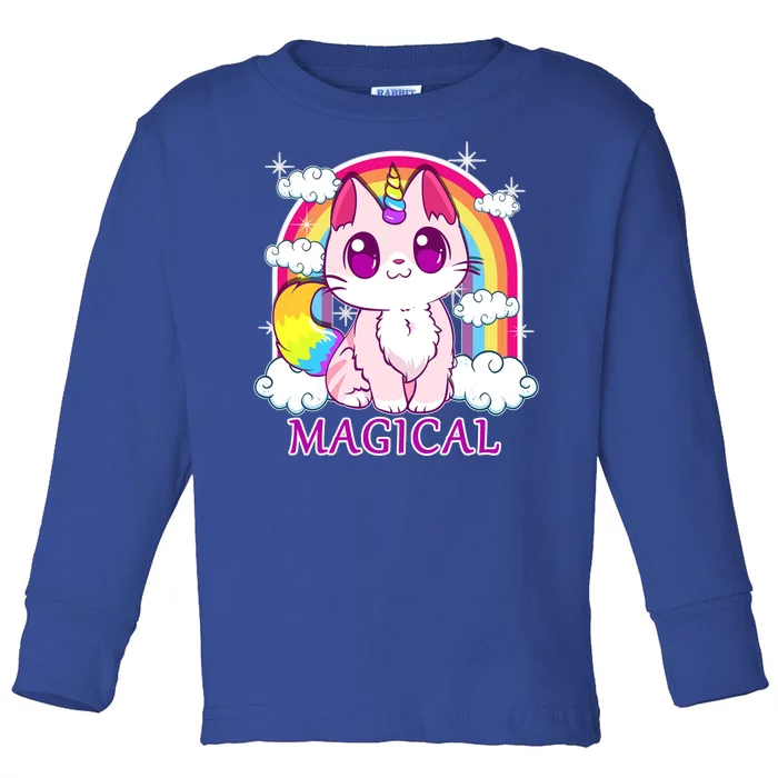 Magical Rainbow Unicorn Kitty Toddler Long Sleeve Shirt