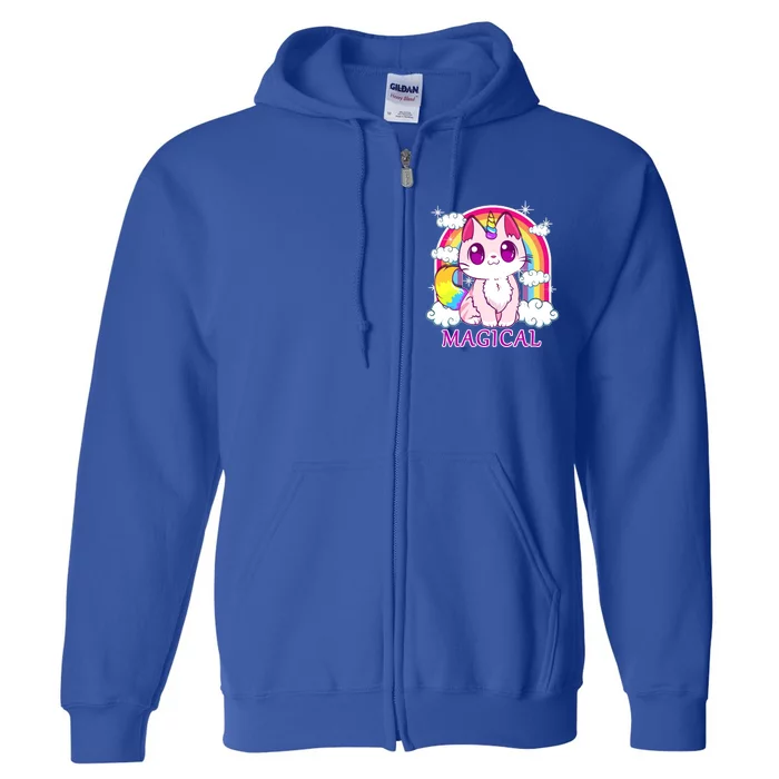 Magical Rainbow Unicorn Kitty Full Zip Hoodie