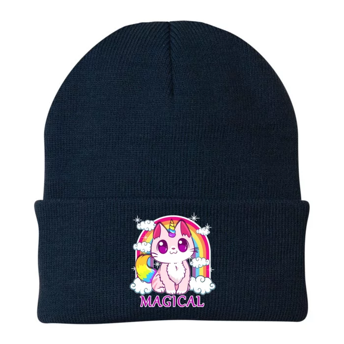 Magical Rainbow Unicorn Kitty Knit Cap Winter Beanie