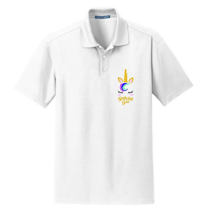 Magical Unicorn Birthday Dry Zone Grid Performance Polo