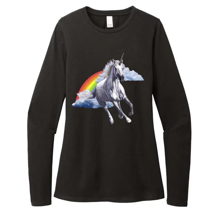 Magical Unicorn Horse Over Rainbow Womens CVC Long Sleeve Shirt