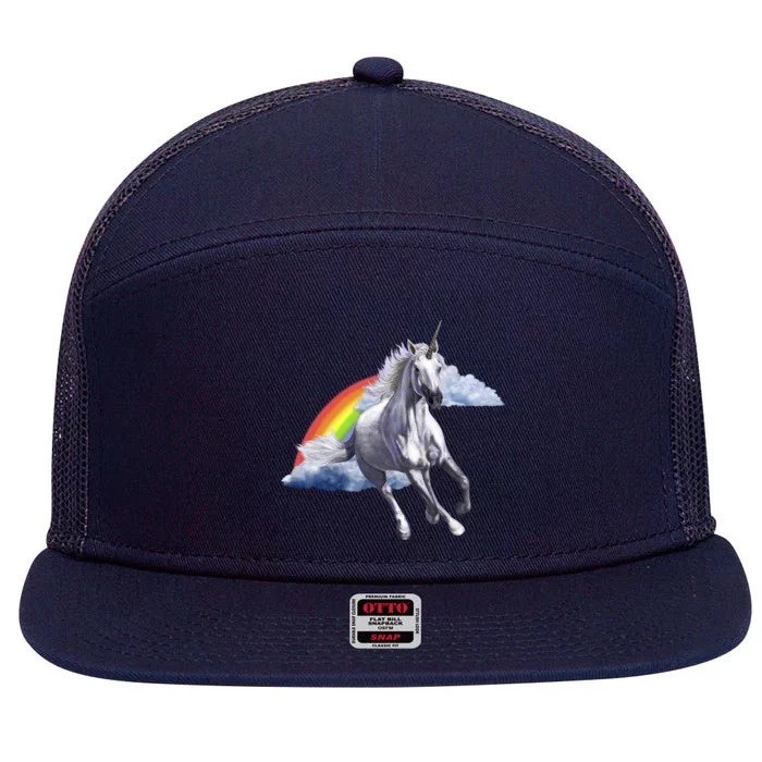 Magical Unicorn Horse Over Rainbow 7 Panel Mesh Trucker Snapback Hat