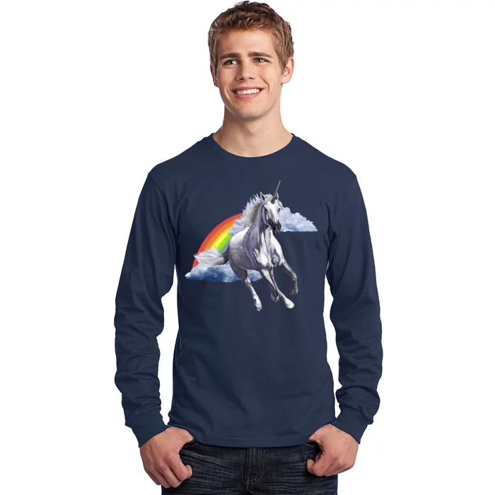 Magical Unicorn Horse Over Rainbow Long Sleeve Shirt