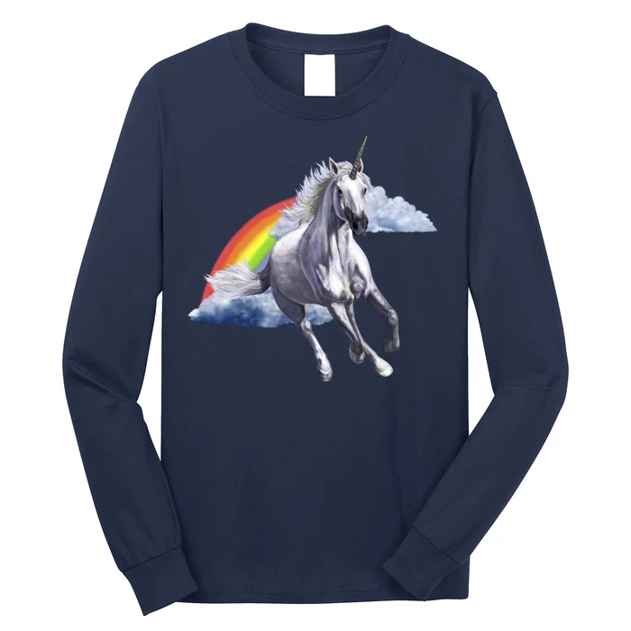 Magical Unicorn Horse Over Rainbow Long Sleeve Shirt