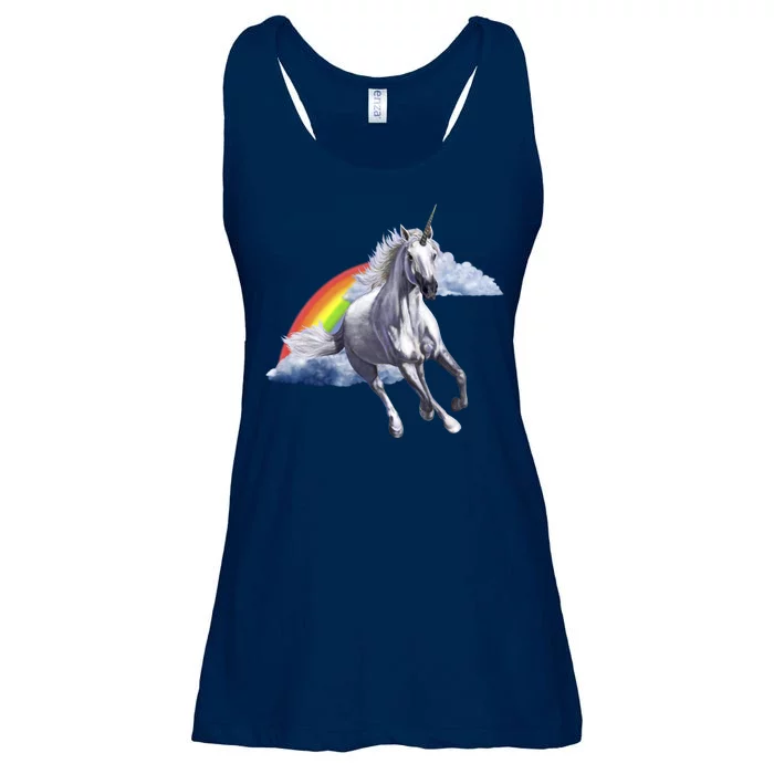 Magical Unicorn Horse Over Rainbow Ladies Essential Flowy Tank