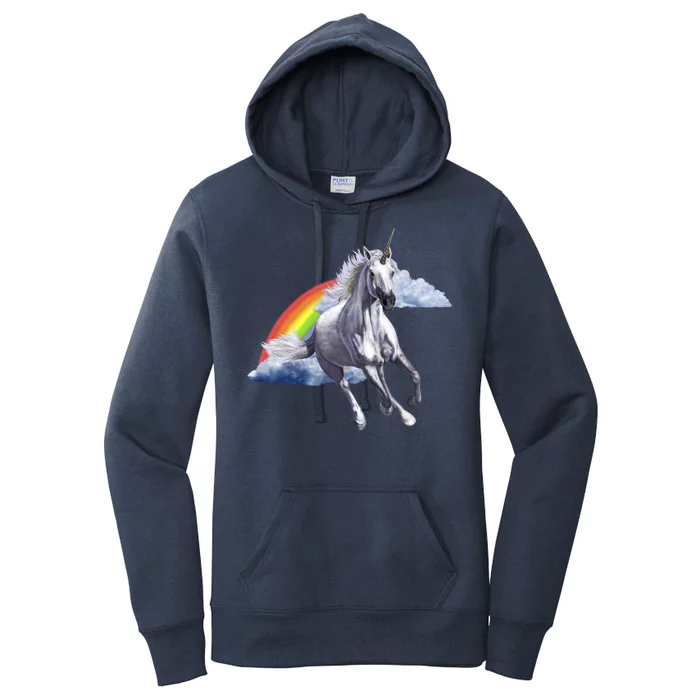 Magical Unicorn Horse Over Rainbow Women's Pullover Hoodie