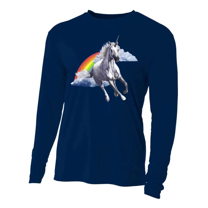 Magical Unicorn Horse Over Rainbow Cooling Performance Long Sleeve Crew