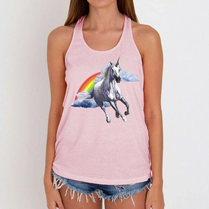 Magical Unicorn Horse Over Rainbow Women's Knotted Racerback Tank