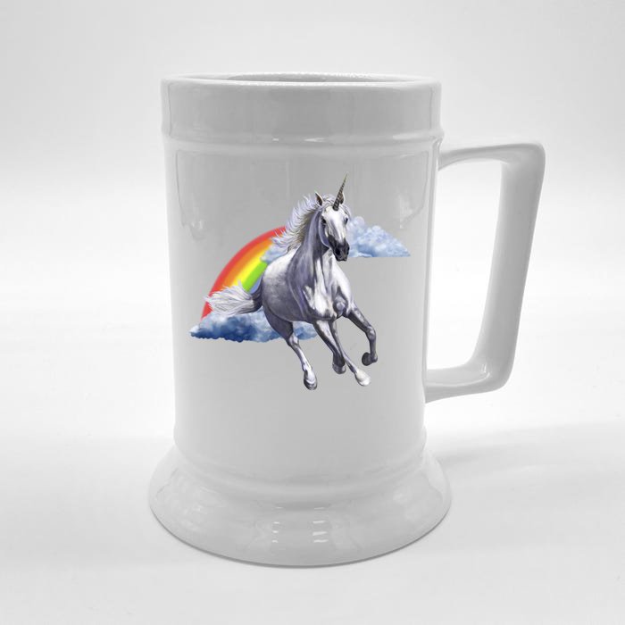 Magical Unicorn Horse Over Rainbow Front & Back Beer Stein