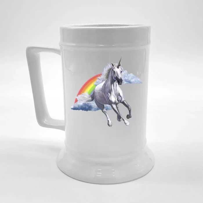 Magical Unicorn Horse Over Rainbow Front & Back Beer Stein