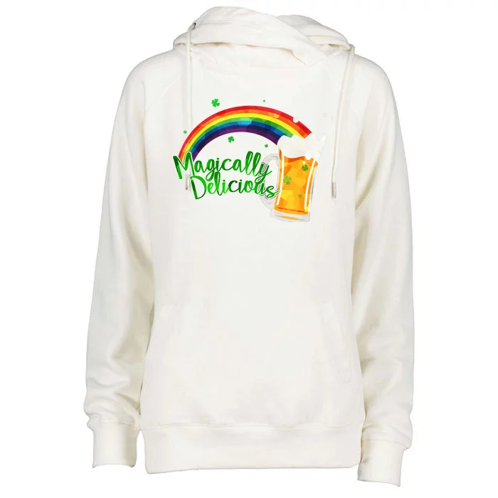 Magically Delicious Rainbow Beer St. Patrick's Day Womens Funnel Neck Pullover Hood