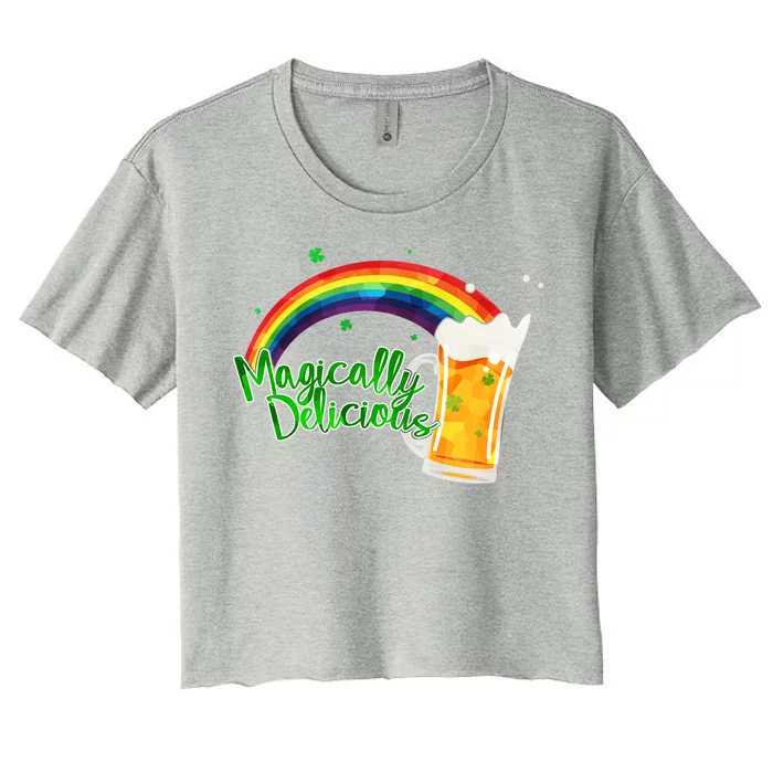 Magically Delicious Rainbow Beer St. Patrick's Day Women's Crop Top Tee