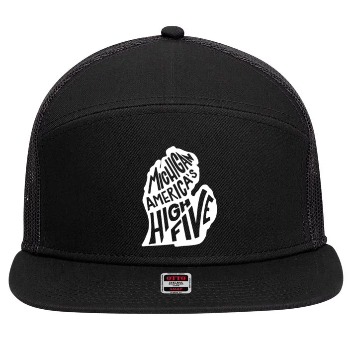 Michigan Americas High Five 7 Panel Mesh Trucker Snapback Hat