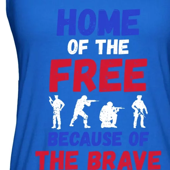 Military Appreciation Home Of The Free Because Of The Brave Gift Ladies Essential Flowy Tank