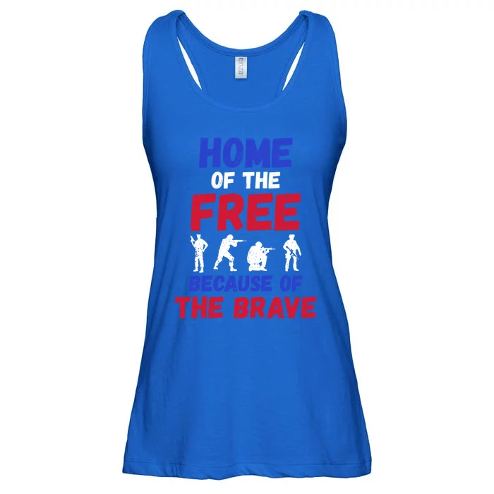 Military Appreciation Home Of The Free Because Of The Brave Gift Ladies Essential Flowy Tank