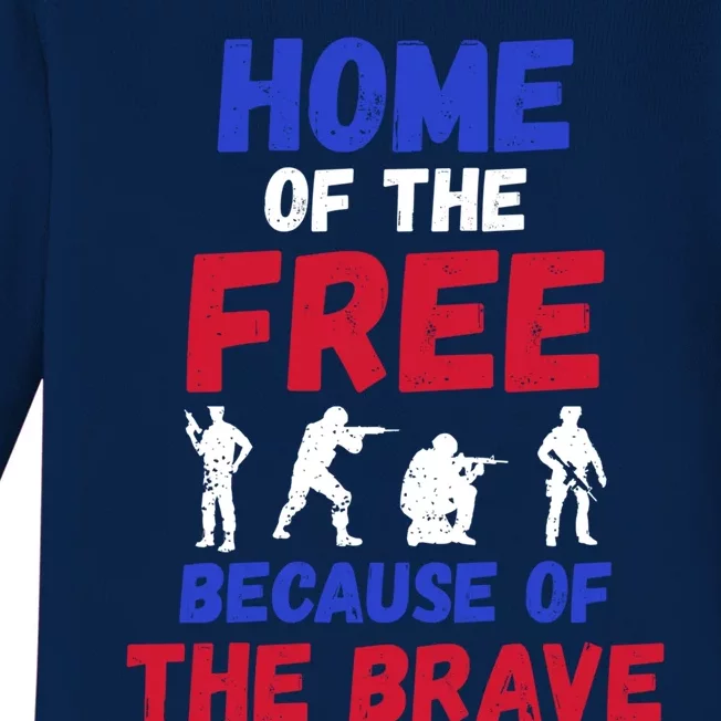 Military Appreciation Home Of The Free Because Of The Brave Gift Baby Long Sleeve Bodysuit