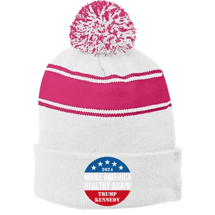 Make America Healthy Again Trump Kennedy 2024 Stripe Pom Pom Beanie