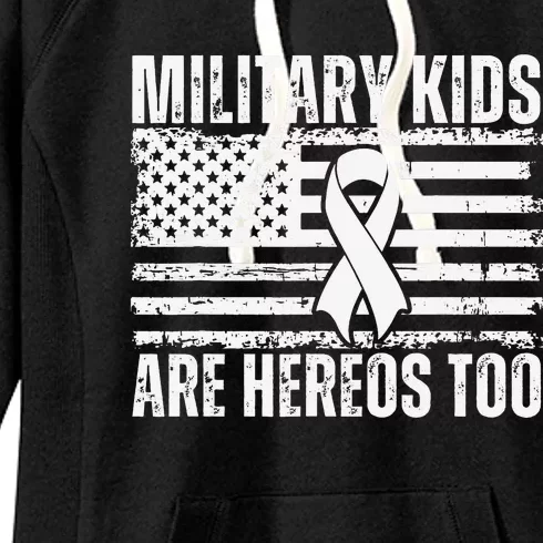 Military Are Heroes Too Purple Up Military Child Month Women's Fleece Hoodie