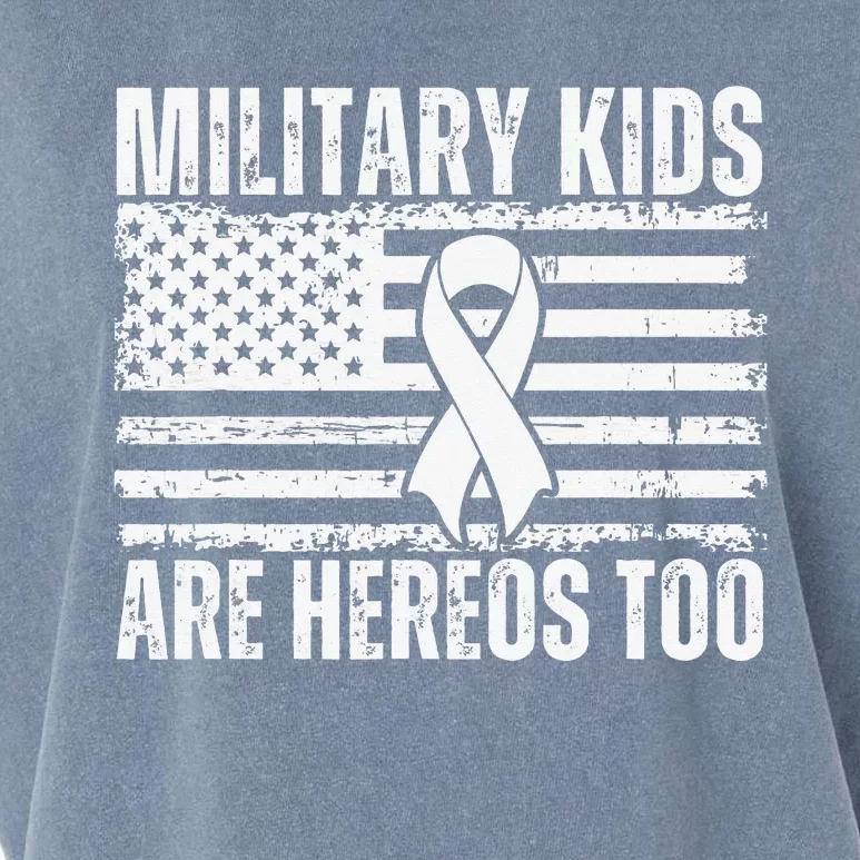 Military Are Heroes Too Purple Up Military Child Month Garment-Dyed Women's Muscle Tee