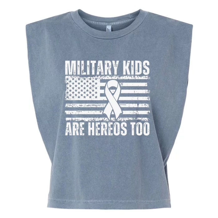 Military Are Heroes Too Purple Up Military Child Month Garment-Dyed Women's Muscle Tee