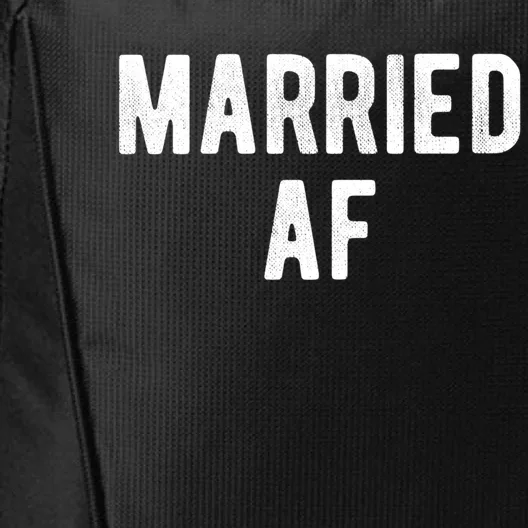 Married Af Husband Wife Newlywed Silver Golden Anniversary Gift City Backpack